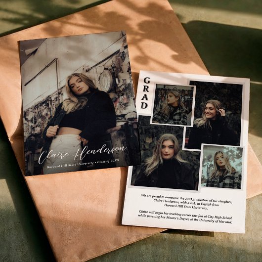 Classy Script Overlay Foto Collage Abschluss Ankündigung