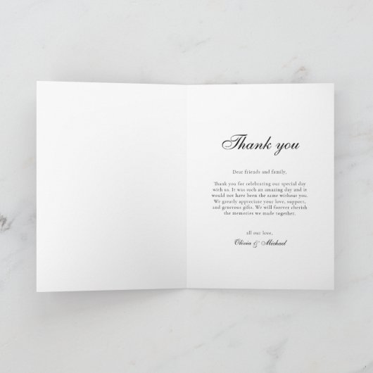 Classy Script Photo Folded Wedding Thank You Dankeskarte (Innenseite)