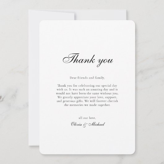 Classy Script Photo Rounded Wedding Thank You Dankeskarte (Rückseite)