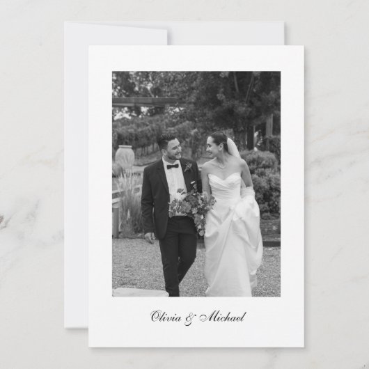 Classy Script Photo Wedding Thank You Dankeskarte (Rückseite)