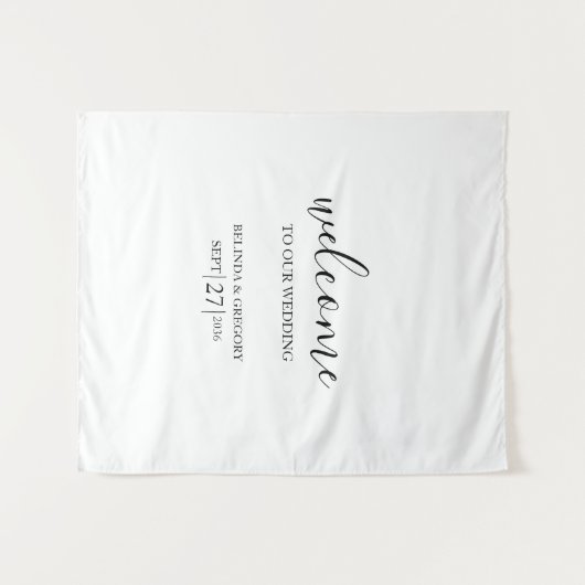 Classy Script Welcome To Our Wedding Fabric Sign Wandteppich (Vorderseite (Horizontal))