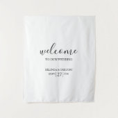 Classy Script Welcome To Our Wedding Fabric Sign Wandteppich (Vorderseite)