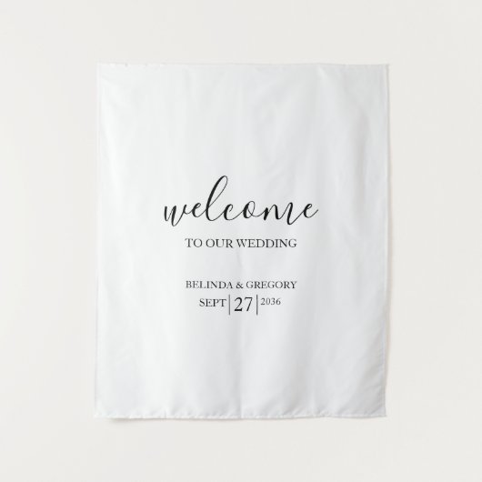 Classy Script Welcome To Our Wedding Fabric Sign  Wandteppich (Vorderseite)