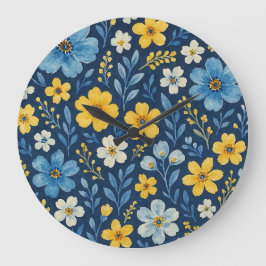 Classy Shabby Chic Französisch Floral Art Muster D Große Wanduhr