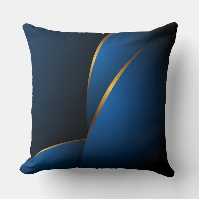 Classy Shades of Blue and Gold Pillow Kissen (Vorderseite)