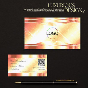 Classy Shimmery Rose Gold Logo QR Code Luxuriös Visitenkarte