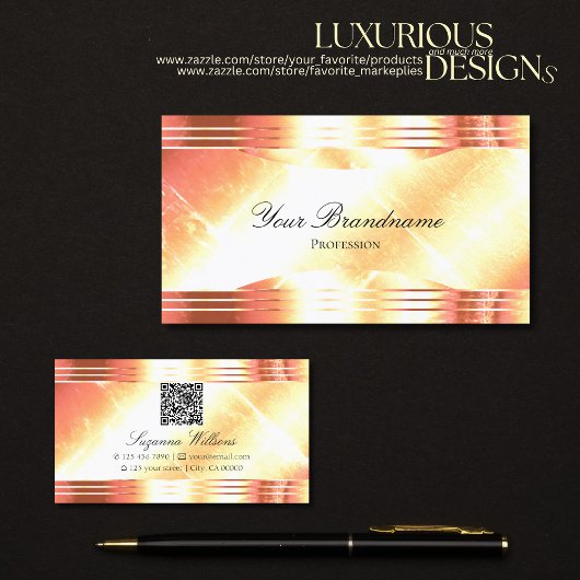 Classy Shimmery Rose Gold mit QR Code Luxuriös Visitenkarte