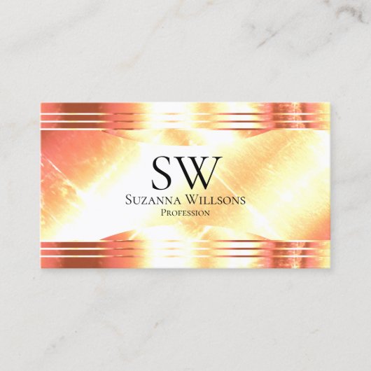 Classy Shimmery Rose Gold Monogram Foto Luxuriös Visitenkarte (Vorderseite)