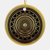 Classy Shiny Black & Gold OM Symbol Mandala Keramik Ornament (Vorne)