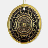 Classy Shiny Black & Gold OM Symbol Mandala Keramik Ornament (Links)