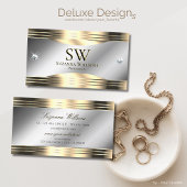 Classy Silver and Gold Shiny Diamonds and Monogram Visitenkarte