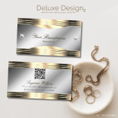 Classy Silver and Gold Shiny Diamonds mit QR Code Visitenkarte