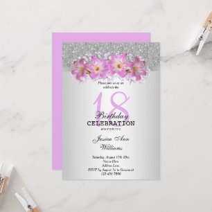 Classy Silver & Belladonna Lilies 18. Geburtstag Einladung