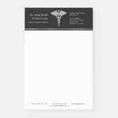 Classy Silver Caduceus Medical on Black Post-it Klebezettel (Vorderseite)