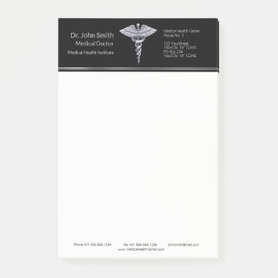 Classy Silver Caduceus Medical on Black Post-it Klebezettel