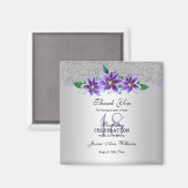 Classy Silver & Clematis Blume 18. Geburtstag Magnet (Vorderseite/Rückseite)
