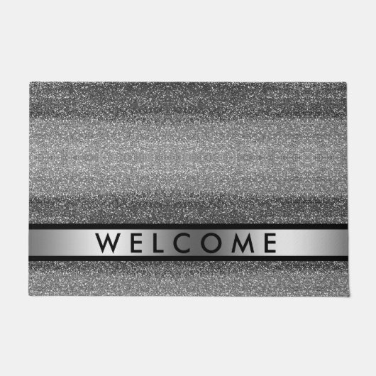 Classy Silver Glitzer Willkommen Fußmatte (Vorderseite)
