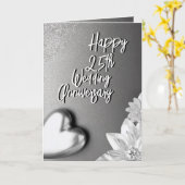 Classy Silver Heart 25. Hochzeitstag Karte (Gelbe Blume)