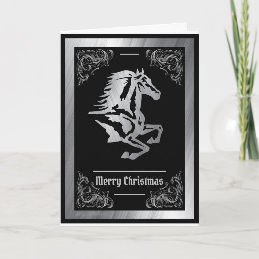 Classy Silver Horse Silhouette Feiertagskarte (Vorderseite)