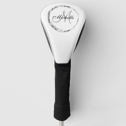 Classy Silver Monogramm und Name Golf Headcover (Vorderseite)