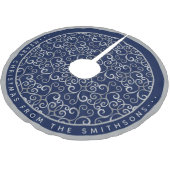 CLASSY SILVER & NAVY BLUE CHRISTMAS DAMASK CUSTOM POLYESTER WEIHNACHTSBAUMDECKE (Schrägansicht)