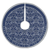 CLASSY SILVER & NAVY BLUE CHRISTMAS DAMASK CUSTOM POLYESTER WEIHNACHTSBAUMDECKE (Vorderseite)