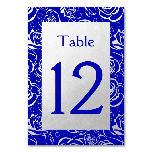 Classy Silver Rose auf Royal Blue Tischnummer (Rückseite)