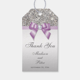 Classy Silver Sequins Lilac Bow Vielen Dank Geschenkanhänger