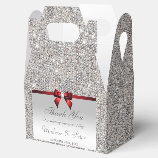 Classy Silver Sequins Red Diamond Bow Geschenkschachtel (Geöffnet)