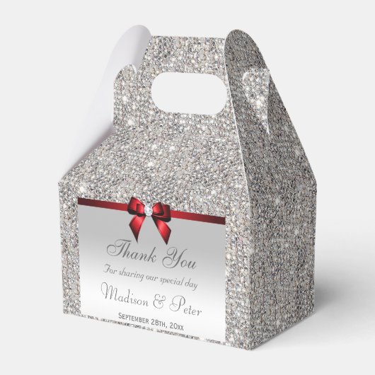 Classy Silver Sequins Red Diamond Bow Geschenkschachtel (Vorderseite)