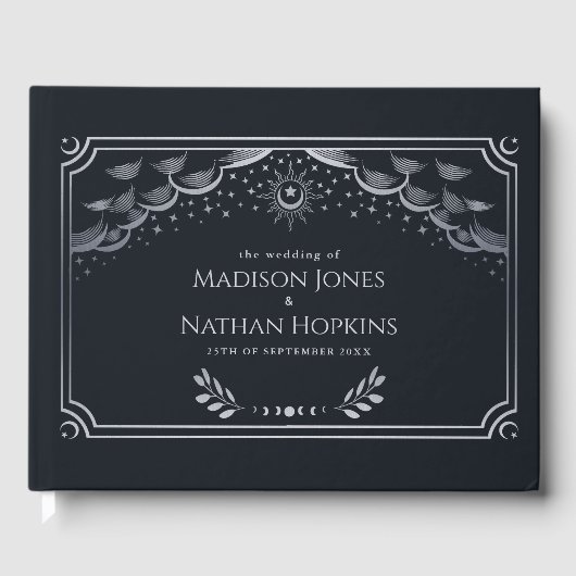 Classy Silver Tarot Card Wedding Guest Book Gästebuch (Vorderseite)