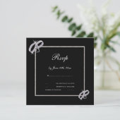 Classy Silver Wedding Rings Wedding Rsvp Einladung (Stehend Vorderseite)