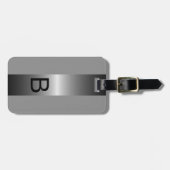 Classy Simple Black Silver Steel Gray Metallic Gepäckanhänger (Vorderseite horizontal)