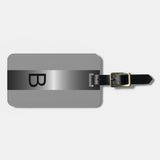 Classy Simple Black Silver Steel Gray Metallic Gepäckanhänger (Vorderseite horizontal)