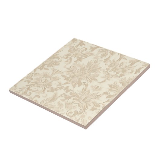 Classy Simple Floral Damask Soft Beige Fliese (Seite)