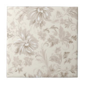 Classy Simple Floral Soft Beige Fliese (Vorderseite)