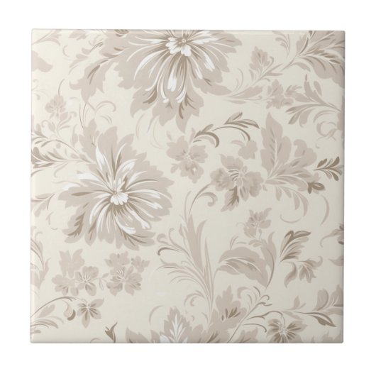 Classy Simple Floral Soft Beige Fliese (Vorderseite)