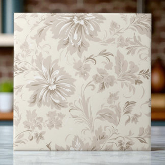 Classy Simple Floral Soft Beige Fliese