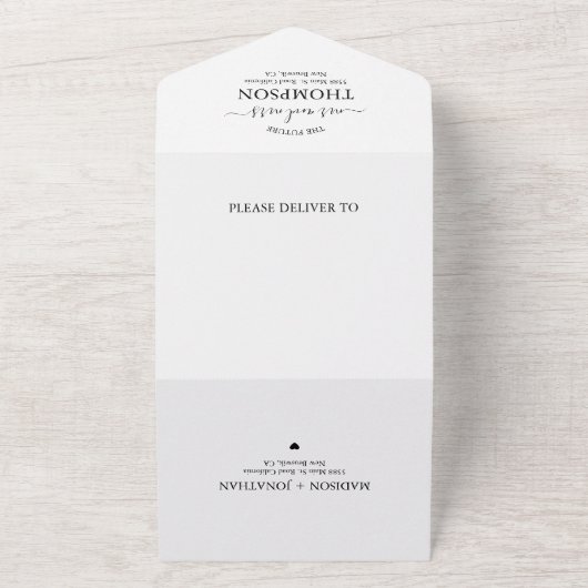 Classy Simple Foto Heart Script Wedding All In One Einladung (Außenbereich)