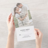 Classy Simple Foto Heart Script Wedding All In One Einladung (Abreißen)