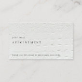 Classy Simple Ivory White Leather Text Ernennung Visitenkarte (Vorderseite)