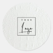 Classy Simple Ivory White Leather Texture Logo Runder Aufkleber (Vorderseite)