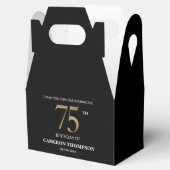 Classy Sleek Black Gold 75th birthday Geschenkschachtel (Geöffnet)