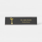 Classy Snake Bowl Hygieia Gold Medical Caduceus Schreibtischnamensplakette (Vorderseite )