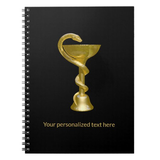 Classy Snake Medical Bowl Hygieia Gold Caduceus Notizblock (Vorderseite)
