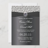 Classy Snow Leopard Print Black Ribbon Hochzeit Einladung (Vorderseite)