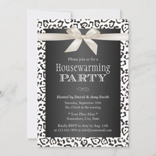 Classy Snow Leopard Print Housewarming Party Einladung (Vorderseite)