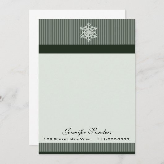 Classy Snowflake Custom Mitteilungskarten Green (Vorne/Hinten)