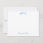 Classy Soft Blue Bow Thin Border Formal Mitteilungskarte (Vorderseite)