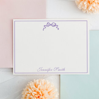 Classy Soft Lavender Bow Thin Border Formal Mitteilungskarte